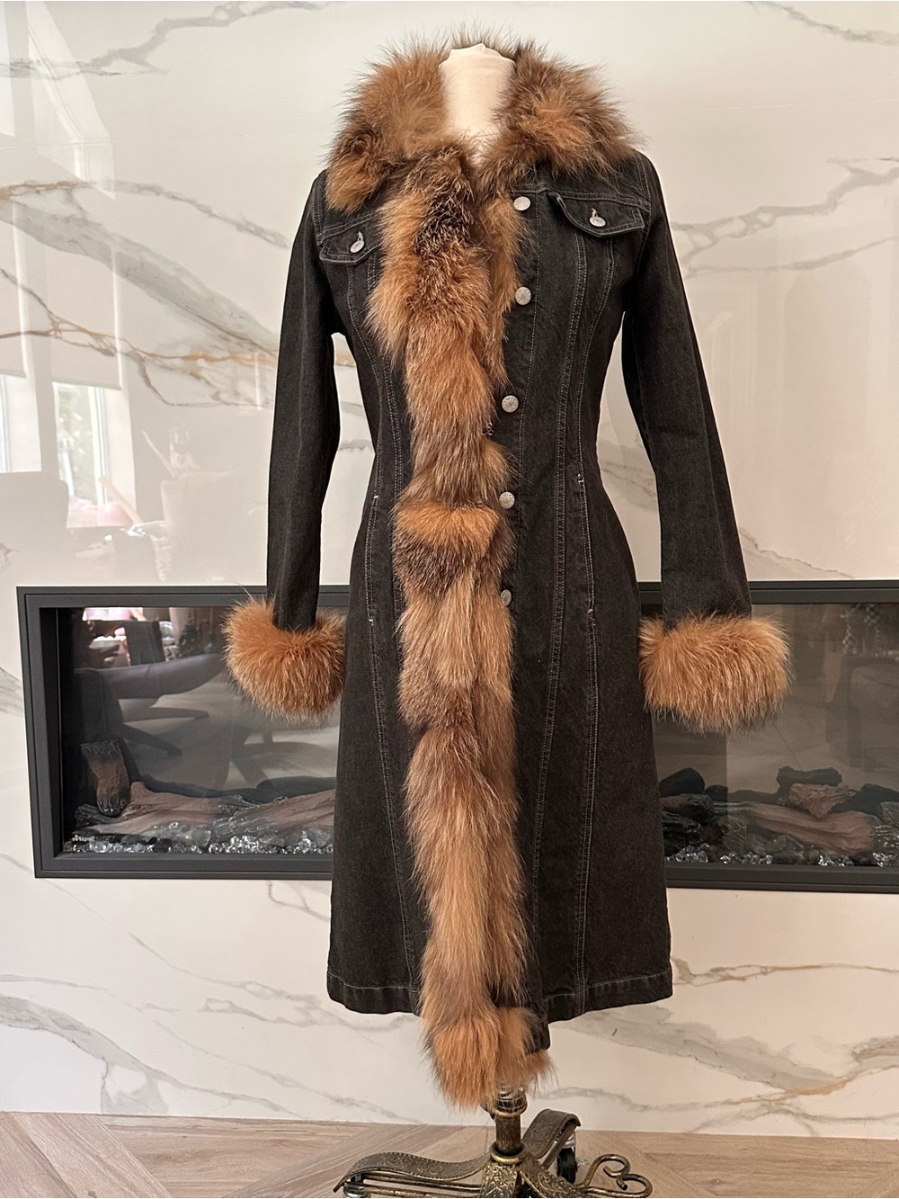 Vintage Kryos Paris Fur-Trim Jacket Mid Length
